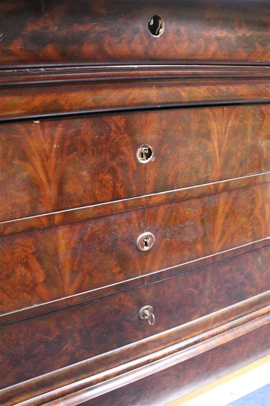 A 19th century French marble topped mahogany commode W.135cm